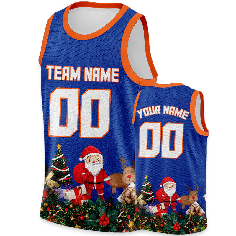 Christmas Day Custom Royal White-Orange Santa Claus Authentic Basketball Jersey