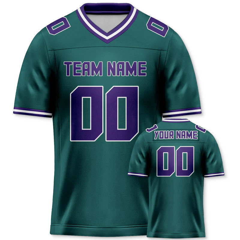 Custom Aqua Purple Mesh Authentic Football Jersey