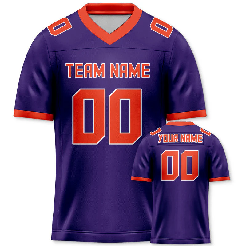 Custom Purple Orange Mesh Authentic Football Jersey