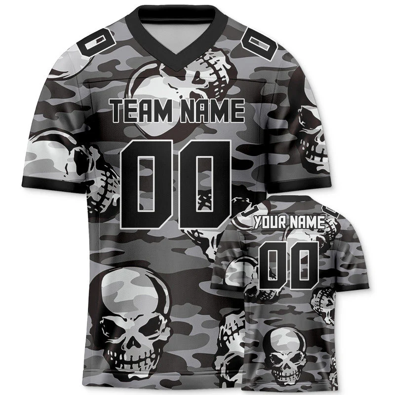 Custom Camo Balck-Gray Skeleton Authentic Salute To Service Football Jersey